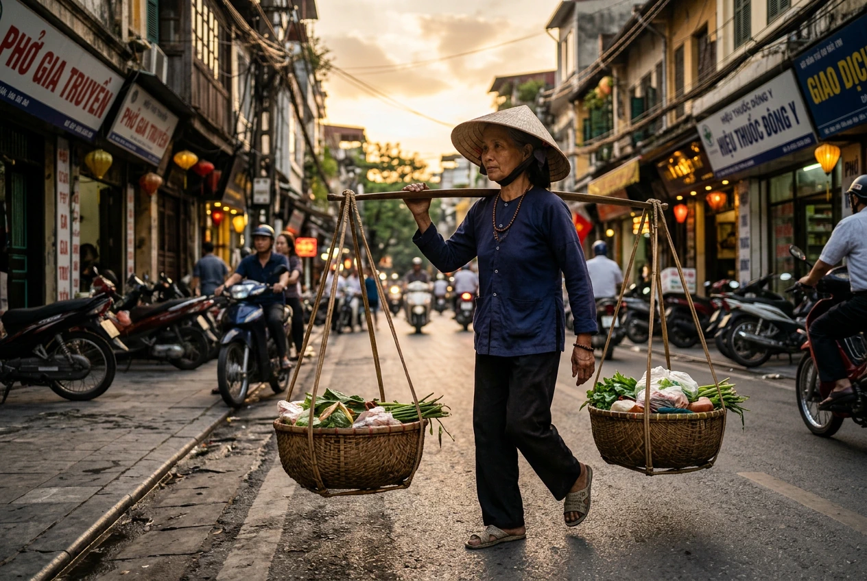 Vietnamese women street vendor in Hanoi