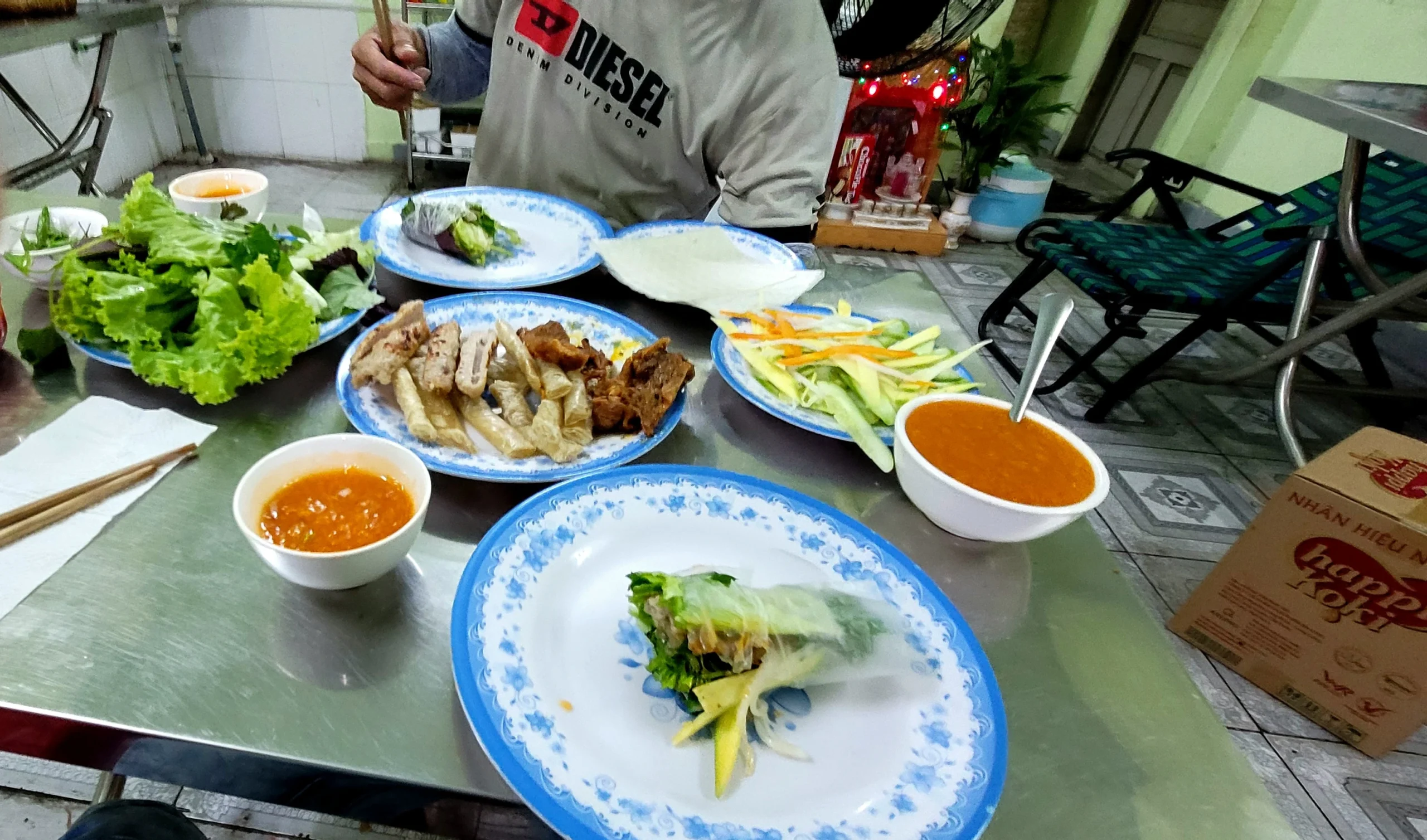 Typical Vietnamese Meal Freash Spring Rolls